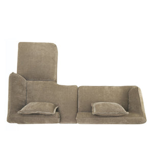 English Elm 122" L-shaped Sectional with Deep Chaise High Density Foam Low Profile Living Room Sofa Off-White+Natural N767P371309O