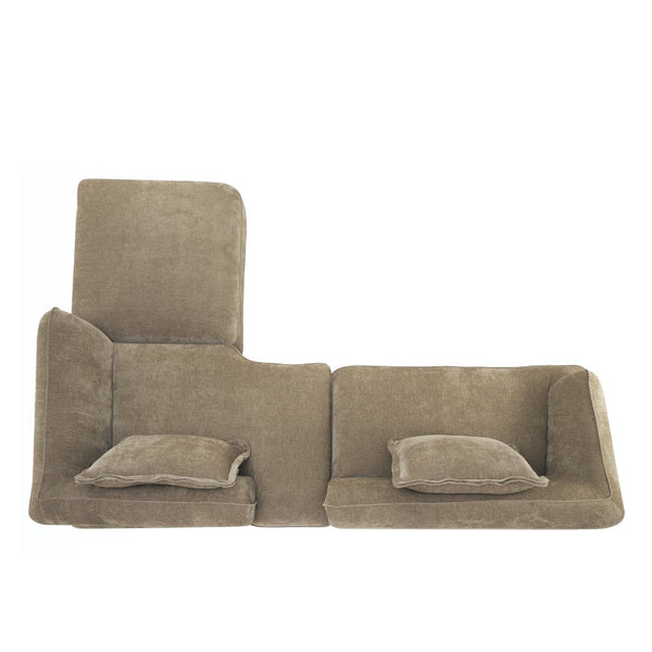 English Elm 122" L-shaped Sectional with Deep Chaise High Density Foam Low Profile Living Room Sofa Off-White+Natural N767P371309O
