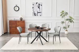 English Elm Round Foldable Mdf Dining Table with Radial Legs for Small Space Bistro Interiors Dark Walnut W3493P462092
