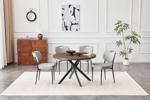 English Elm Round Foldable Mdf Dining Table with Radial Legs for Small Space Bistro Interiors Dark Walnut W3493P462092