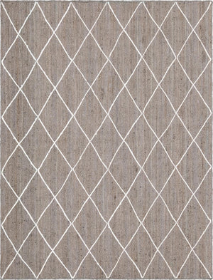 Unique Loom Braided Jute Trellis Hand Braided Solid Rug Gray, Ivory 8' 0" x 11' 0"