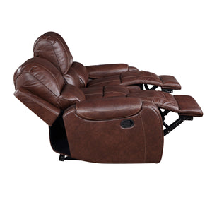 English Elm Steve Silver - Keily 3-Piece Manual Reclining Living Room Set in Dark Brown Faux Leather with USB Console and Swivel Recliner B081S00272