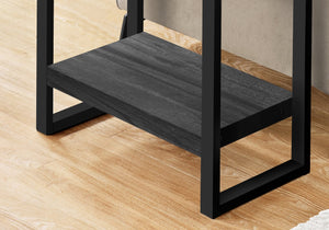 English Elm Accent C-Shaped Side Table with Reclaimed Wood-Look Top and Sleek Metal Frame for Small Spaces Black 28 L x 15 W x 9 H B2710P219149