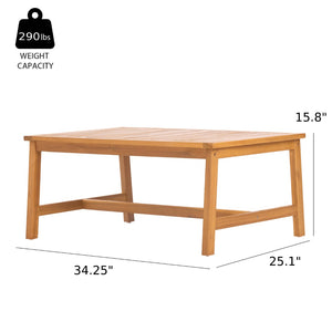 English Elm 2 Piece Outdoor Acacia Wood Loveseat and Coffee Table Set with Textilene Weave Cushions Brown,Teak+ Beige N768P368824T
