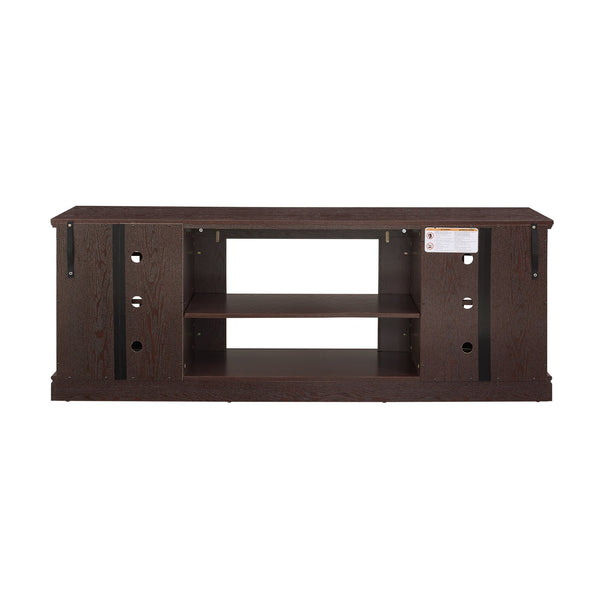 English Elm 70" Modern TV Stand with Faux Stone Top, Spacious 2-Door Media Console with Cable Management and Adjustable Shelves, Vintage Metal Handles, Durable MDF Construction for Living Room Entertainment (Fits up to 75") Cherry W2275P342689