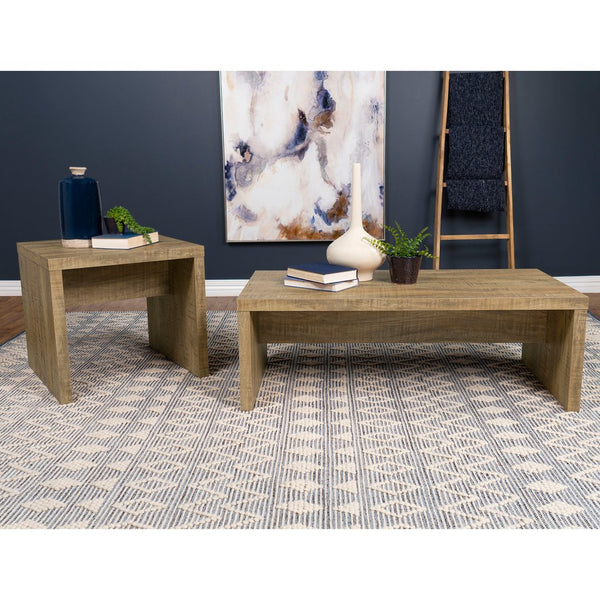 English Elm Brianna Mango 2-Piece Rectangular Coffee and Square End Table Set – Mango Wood Grain Finish, Modern Cohesive Design B062S01358