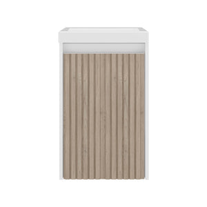 English Elm Syracuce Floating Vanity with Fluted Door Resin Sink and Shelved Storage for Small Bathrooms B200P484461