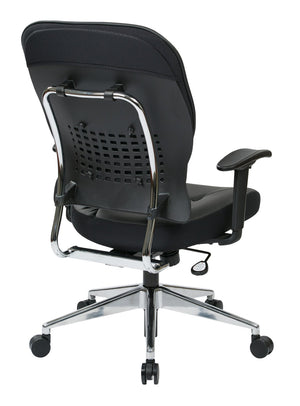 OSP Home Furnishings Black Bonded Leather Executive Chair with Lumbar Support and Ergonomic Synchro Tilt Control 32-E33P918P