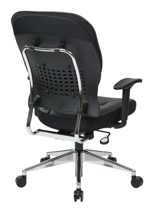 OSP Home Furnishings Black Bonded Leather Executive Chair with Lumbar Support and Ergonomic Synchro Tilt Control 32-E33P918P