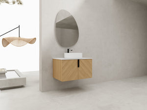 English Elm 30" Elegant Wall-Mounted Bathroom Vanity With Ceramic Sink & Soft-Close Doors For Modern Spaces W999S00443
