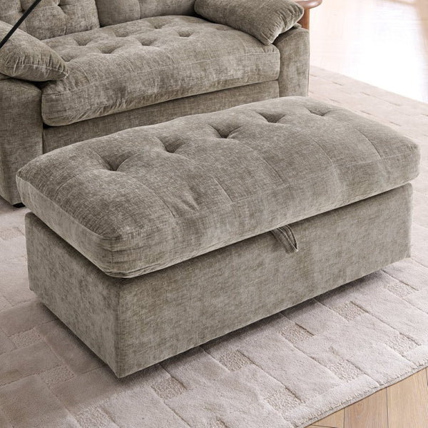 English Elm Leisure Chenille Two Seat Reclining Sofa with Usb Port Storage Ottoman Padded Armrests Brown W487S00518
