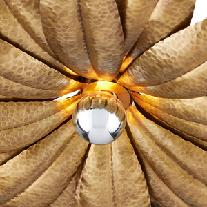 Alithea Semi-Flush Mount Light Fixture - Antique Brass Floral Design by Tom Caldwell for Elegant Spaces