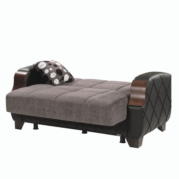English Elm PrimeNest Mobilon Upholstered Convertible Loveseat with Storage and Click-Click Sleeper, Compact Comfort Gray B030P281805