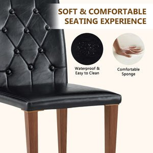 English Elm 4-piece Brown Suede Dining Chair Set with Tufted Back and Walnut Metal Legs Black,Walnut W1151P361163