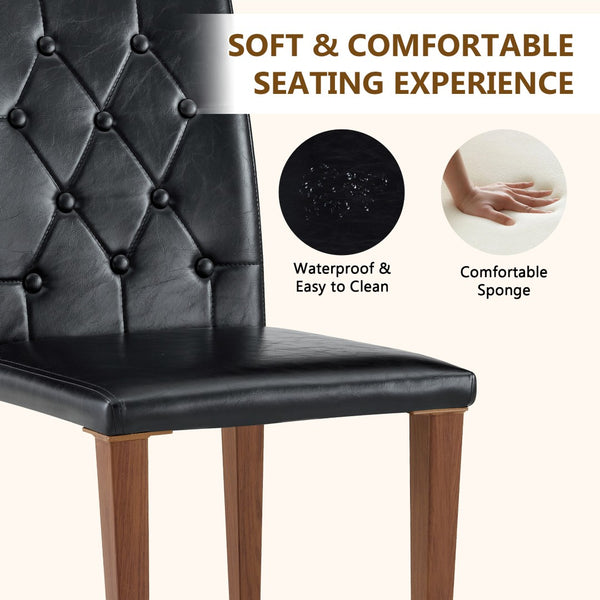 English Elm 4-piece Brown Suede Dining Chair Set with Tufted Back and Walnut Metal Legs Black,Walnut W1151P361163