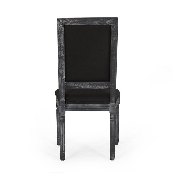 English Elm Christopher Knight Home® - DINING Chair Set of 2 French Country Upholstered Dining Chairs with Fluted Legs and Weathered Finish Black 71237.00BLK