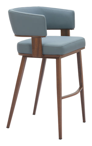 Poise Barstool - Set of 2 Azure Gray & Walnut 110329 Zuo Modern