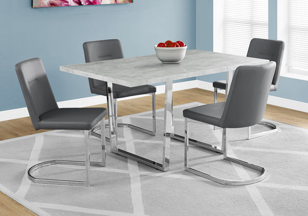 English Elm Dining Table - 60" Rectangular Grey Laminate With Chrome Legs - Modern Design For Kitchen & Dining Spaces B2710P286989