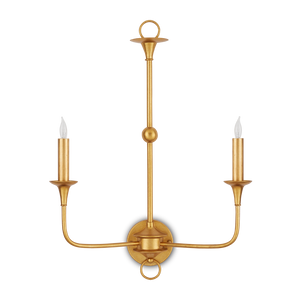 Nottaway Gold Double-Light Wall Sconce - Elegant Wrought Iron Fixture for Traditional Interiors
