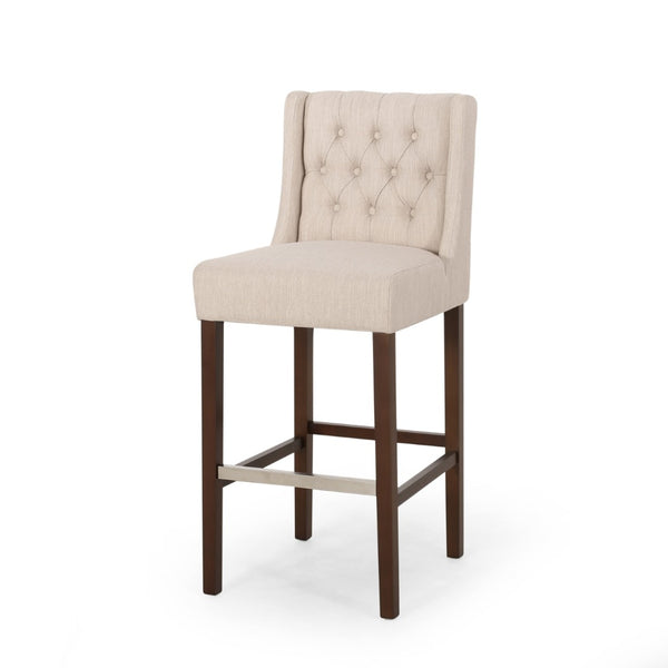English Elm 30.5 Inch Tufted Pu Upholstered Bar Stool with Metal Footrest for Kitchen Island N780P366612B