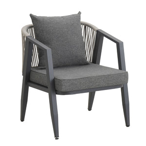 English Elm U_STYLE Heavy-Duty Outdoor Seating Set with Iron Table, Bench & Chairs — Patio, Lawn & Poolside Comfort Gray WY000439AAE