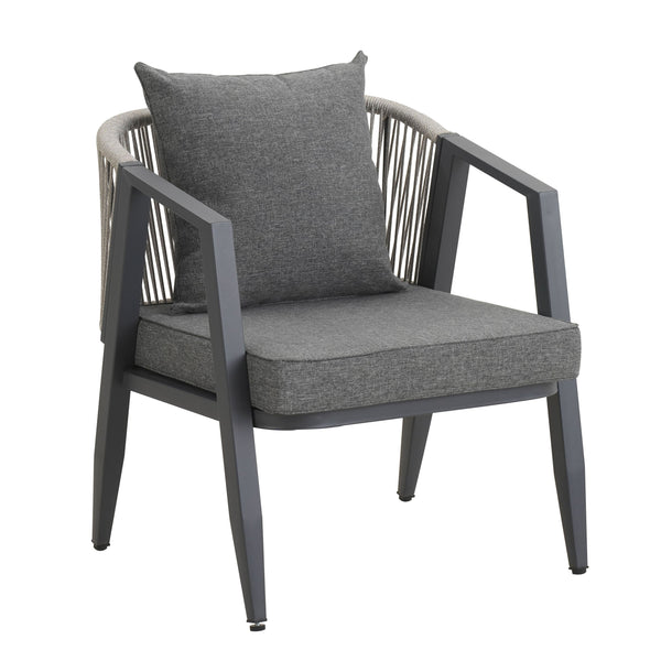 English Elm U_STYLE Heavy-Duty Outdoor Seating Set with Iron Table, Bench & Chairs — Patio, Lawn & Poolside Comfort Gray WY000439AAE