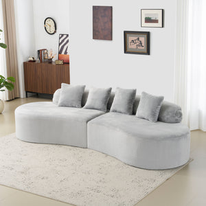 English Elm Modern curved modular sofa with dark plush upholstery, ergonomic design, versatile multi-seat lounge solution for contemporary living rooms LIGHT GREY W3612S00007