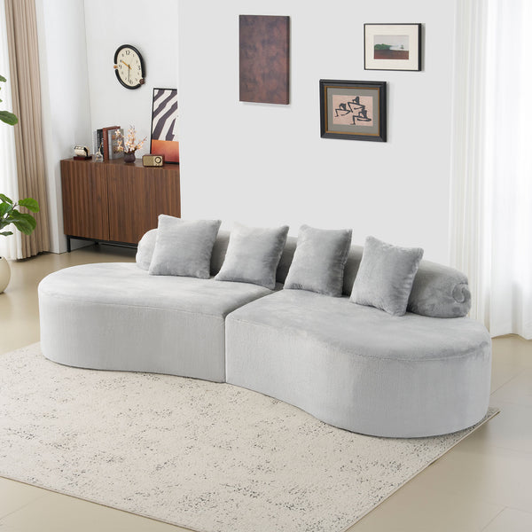 English Elm Modern curved modular sofa with dark plush upholstery, ergonomic design, versatile multi-seat lounge solution for contemporary living rooms LIGHT GREY W3612S00007