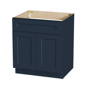 English Elm Shaker Solid Wood Sink Base Cabinet Navy Blue Kitchen Rta Double Door Storage T2950P479976