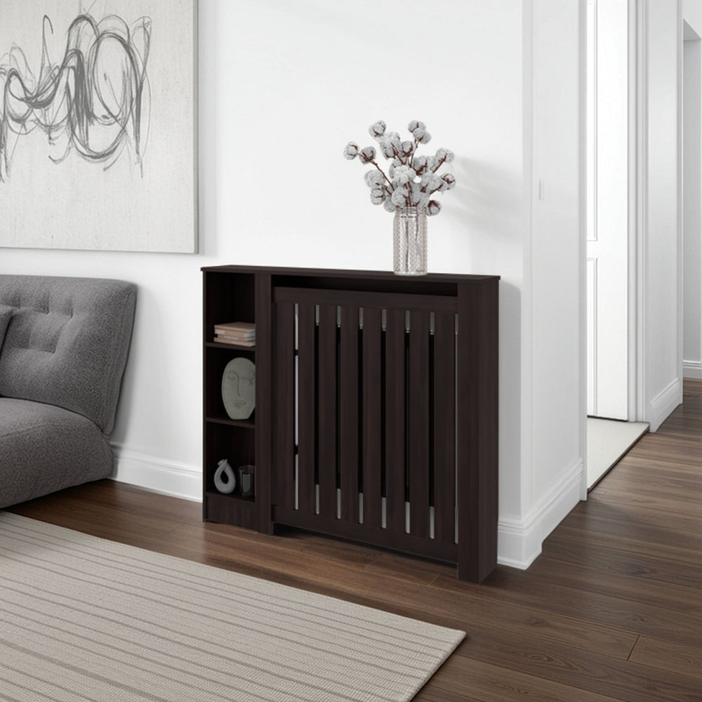English Elm Wengue Radiator Cover Slim Storage Unit with Open Grille for Hallway or Living Room B062P357535