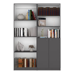 English Elm Dupree Modern 2-Piece Bookcase Set with 9 Shelves for Living Room — Spacious, Durable, Stylish Storage Gray+White Matte,Multicolor 41 L x 28 W x 5 H B070S00241