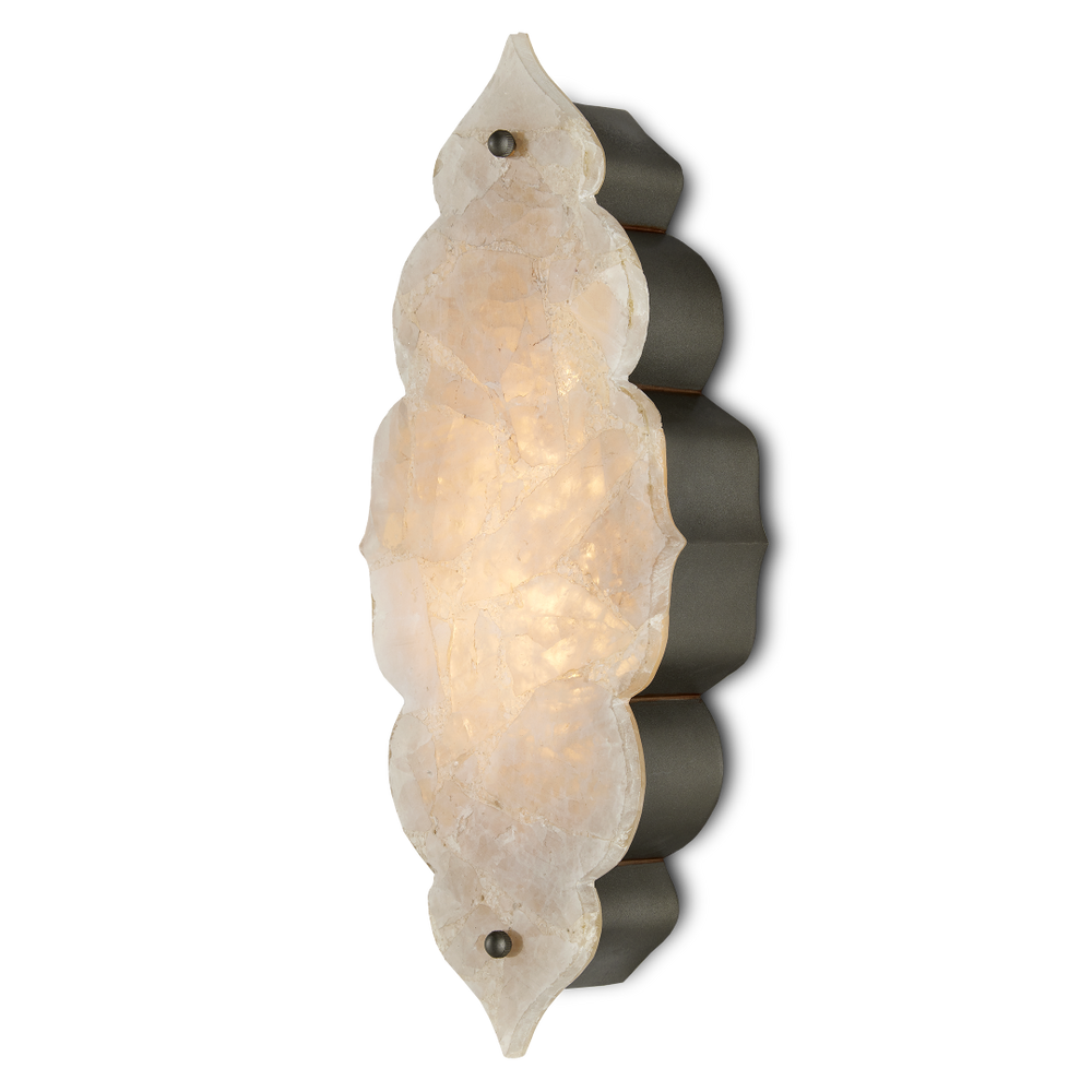 Andalusia Wall Sconce: Moroccan-Inspired Elegance with Wrought Iron and Quartz for Stunning Glow