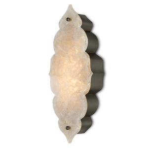 Andalusia Wall Sconce: Moroccan-Inspired Elegance with Wrought Iron and Quartz for Stunning Glow