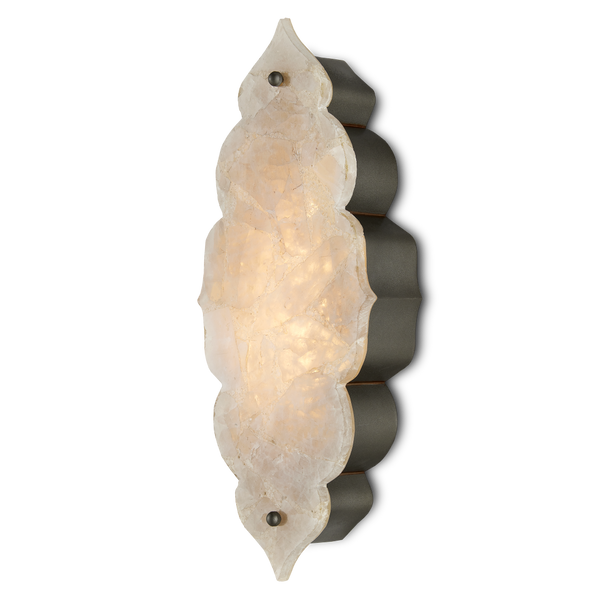 Andalusia Wall Sconce: Moroccan-Inspired Elegance with Wrought Iron and Quartz for Stunning Glow