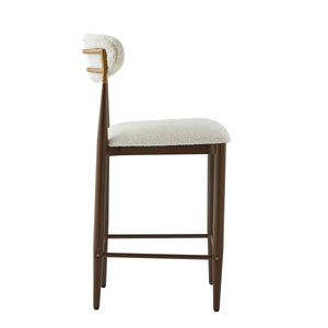 English Elm Christopher Knight Home® - ARMLESS Modern Upholstered Counter Stool Set of 2 with Iron Toothpick Frame, Gold Trim Accents Beige+Brown N771P316339J