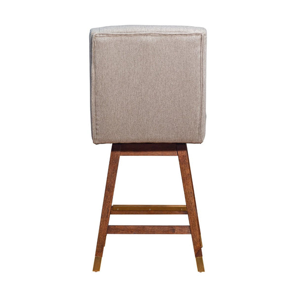English Elm Constantine Wingback Swivel Counterstool Solid Rubberwood Frame Taupe Upholstered Seat B2736P464896