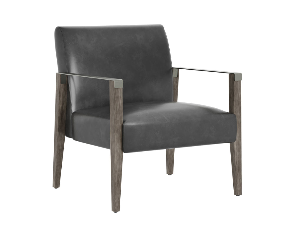 Sunpan Earl Lounge Chair - Modern Comfort with Top Grain Leather and Solid Wood Frame for Stylish Spaces Ash Grey / Brentwood Charcoal Leather