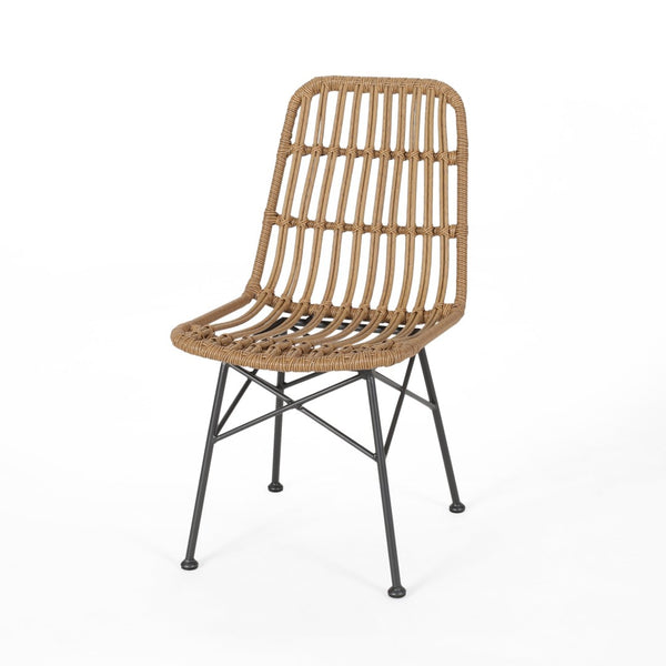 English Elm Sawtelle Outdoor Dining Chair Set Rattan Wrapped Metal Frame Patio Seating 65487.00LBRN