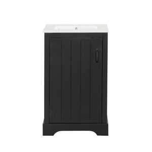 English Elm 20" Modern Bathroom Vanity With Soft-Close Door, Adjustable Shelf & Stylish Black Finish For Storage N725P351852B