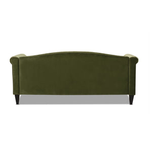 English Elm Jennifer Taylor Home - Elaine Olive Green 77" Camelback Small-Space Sofa — Performance Velvet, 3-Seater, Easy Assembly B2719P238320
