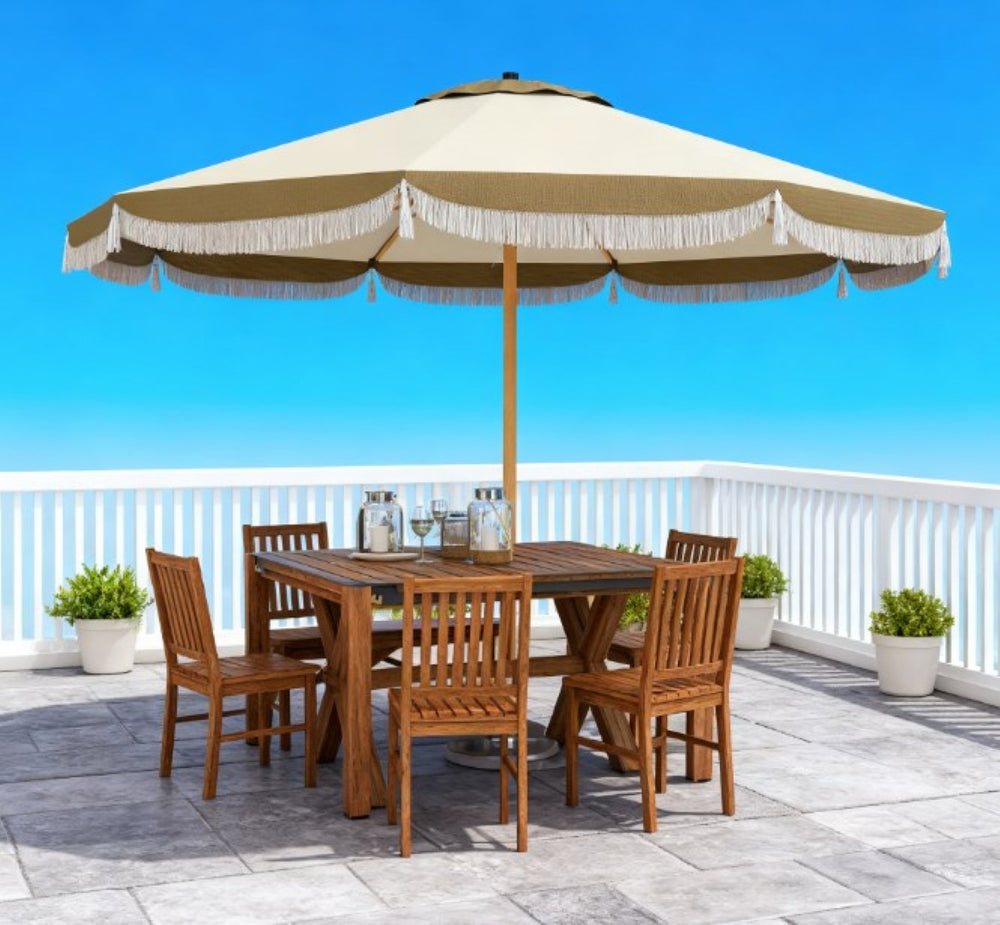 English Elm Vented Patio Umbrella 8.7 Ft Upf 50 Polyester Canopy for Outdoor Dining Areas T3971P427355
