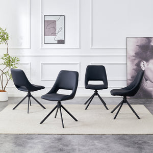 English Elm Dining Chairs Set Of 4 - Modern Swivel Design, Comfortable Pu Leather, Durable Metal Frame, Black W3493P347176