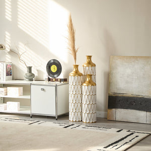 English Elm Floor Droplet-Shaped Metal Vase Set - 3-Piece Modern Glam Decor For Home, Entryway & Living Rooms W2796P255601