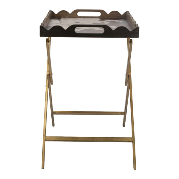 English Elm 23.5x15.5x24" Brown Mdf Accent Table Swan Motif Iron Legs Vintage Boho Side W2078P461560