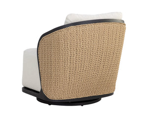 Sunpan Bora Swivel Lounge Chair - Elegant Outdoor Seating with Moisture-Repellent Cream Boucle Fabric