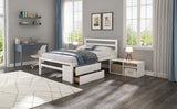 English Elm Full Size Wood Platform Bed With Removable Storage Shelves, Built-In Two Storage Drawers For Added Convenience, White