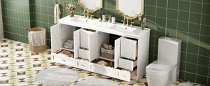English Elm 72 Shaker Bathroom Vanity 72" Double-Sink Freestanding with Ceramic Basin, Soft-Close Drawers & Doors White N729P000010K