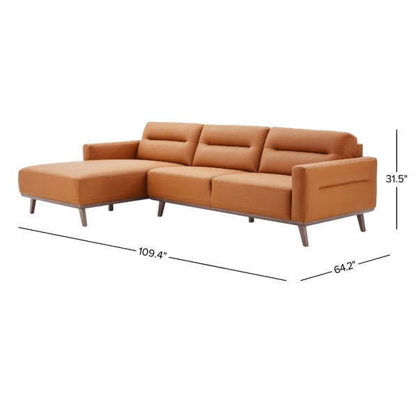English Elm Ashcroft Furniture - Ella L-Shaped Right Sectional Couch In Cognac Pu Leather – Stylish, Durable, And Comfortable Seating B183S00110