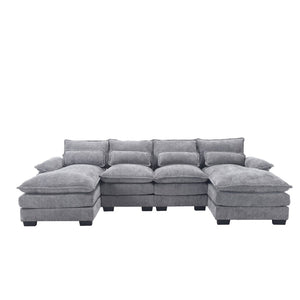 English Elm United We Win Oversized U-Shaped Chenille Sofa - Modern Four-Seater For Comfort & Style In Any Space W1568S00133-GIGA