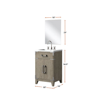 English Elm Grey Oak Single-Sink Vanity Set With Acrylic Countertop, Mirror & Faucet For Compact Spaces B2731S01999